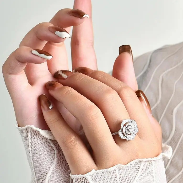 【#07 Rosebud 】high quality Moissanite rings with birthday party Jewelry Synthetic Moissanite