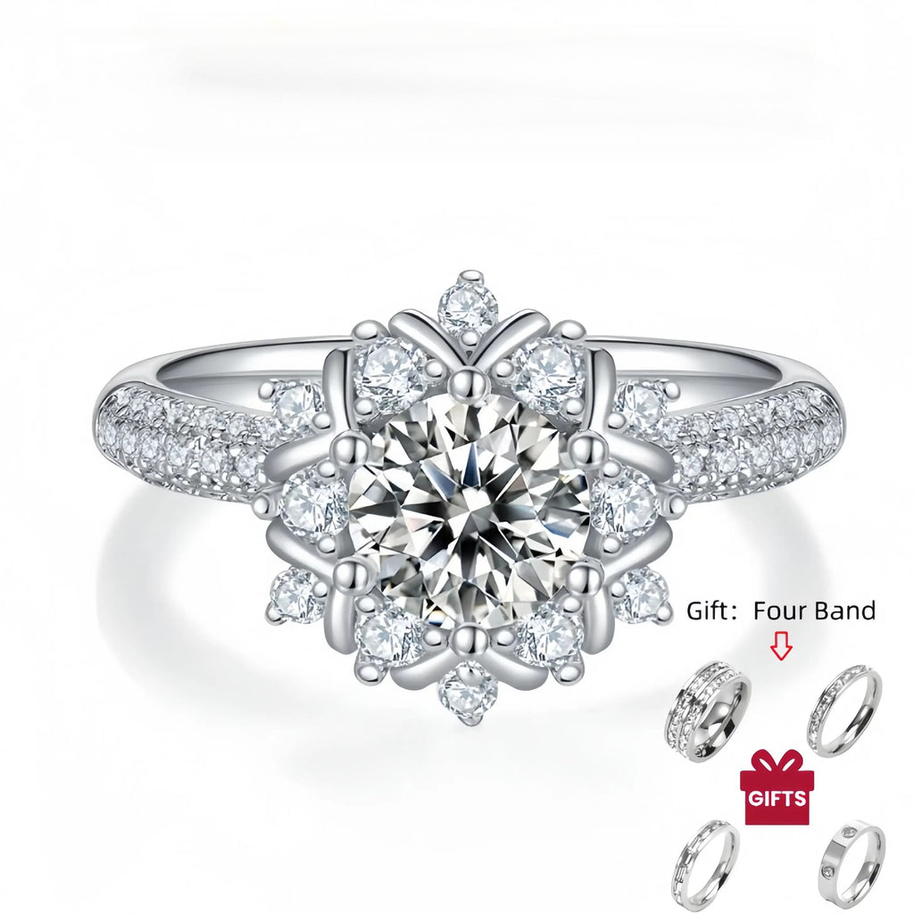 【#02 Blooming Grace】1 carat Moissanite rings with 925 Sterling Silver high quality birthday party engagement gift Jewelry Synthetic Moissanite