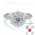 【#02 Blooming Grace】1 carat Moissanite rings with 925 Sterling Silver high quality birthday party engagement gift Jewelry Synthetic Moissanite