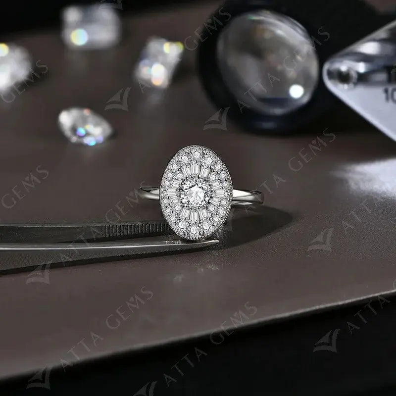 D/VVS1 Round Shape All Synthetic Moissanite Ring for Women Real 925 Sterling Silver Engagement Fine Jewelry BlackFriday Gift