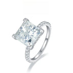 【#10 Elsa】High Quality Full Moissanite main stone and side stone rings 925 Sterling Silver Princess Cut  Anniversary Birthday Gift Daily Matching for Women Jewelry Synthetic Moissanite