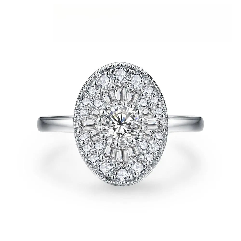D/VVS1 Round Shape All Synthetic Moissanite Ring for Women Real 925 Sterling Silver Engagement Fine Jewelry BlackFriday Gift