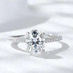 【#14 For you】Oval  Full Moissanite main stone and side stone rings  with 925 Sterling Silver Synthetic Moissanite Engagement Wedding Ring