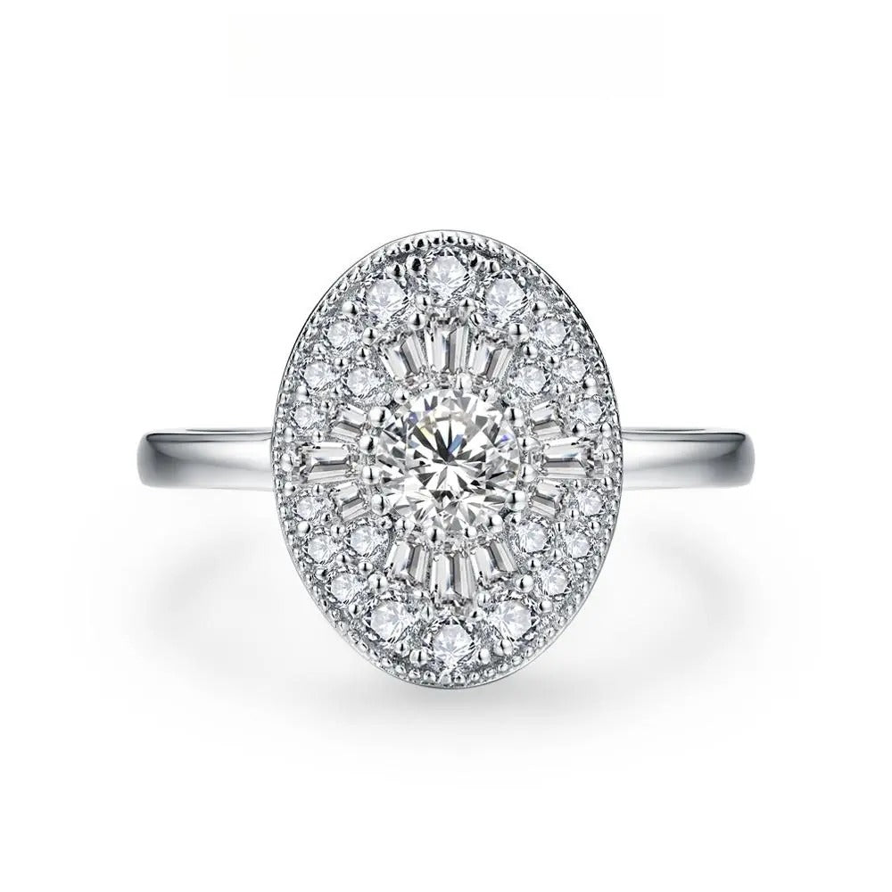 D/VVS1 Round Shape All Synthetic Moissanite Ring for Women Real 925 Sterling Silver Engagement Fine Jewelry BlackFriday Gift