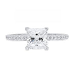【#10 Elsa】High Quality Full Moissanite main stone and side stone rings 925 Sterling Silver Princess Cut  Anniversary Birthday Gift Daily Matching for Women Jewelry Synthetic Moissanite