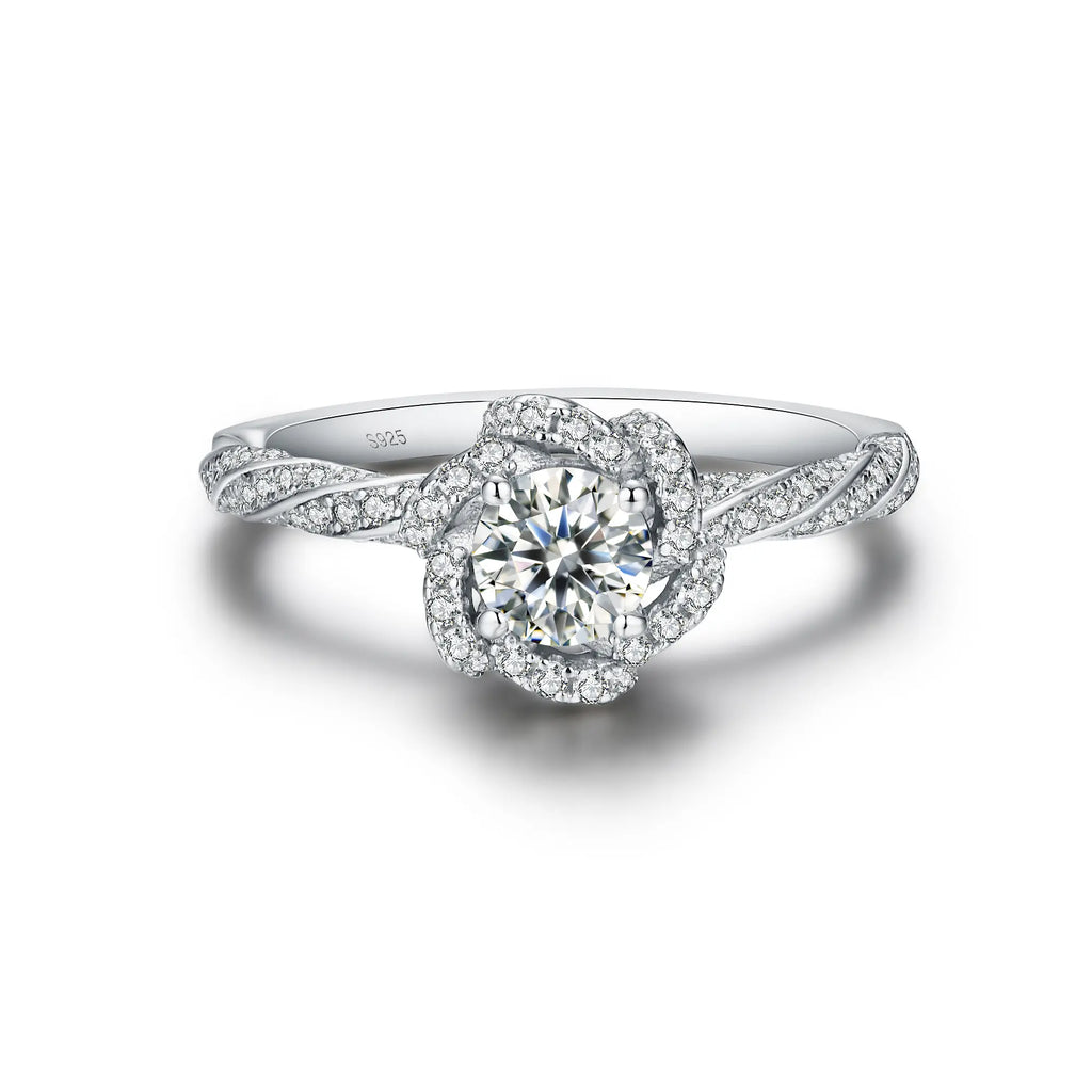 【#11 Rose garden】Moissanite rings with 925 Sterling Silver 0.5Carat  Anniversary Auspicious Wedding Engagement Jewelry Synthetic Moissanite