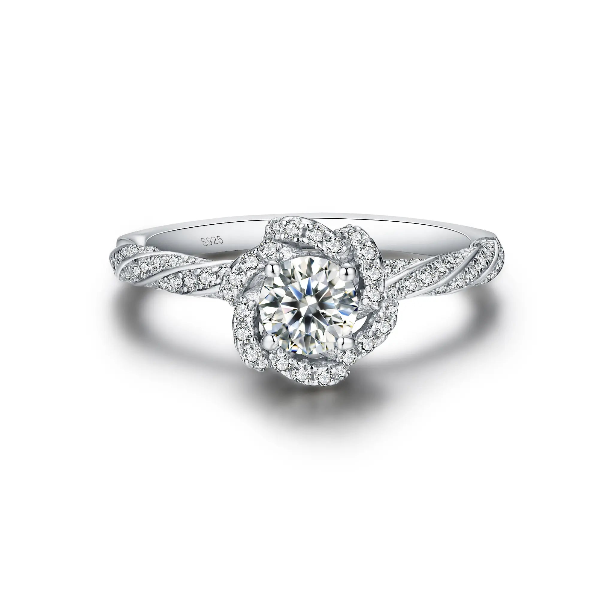 【#11 Rose garden】Moissanite rings with 925 Sterling Silver 0.5Carat  Anniversary Auspicious Wedding Engagement Jewelry Synthetic Moissanite