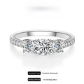 Plum blossom Round Cut Synthetic Moissanite 3 Stone Engagement Rings 1.1ct D Color VVS1 Round Cut 925 Sterling Silver Anniversary Wedding Promise Ring for Women