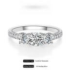 Plum blossom Round Cut Synthetic Moissanite 3 Stone Engagement Rings 1.1ct D Color VVS1 Round Cut 925 Sterling Silver Anniversary Wedding Promise Ring for Women