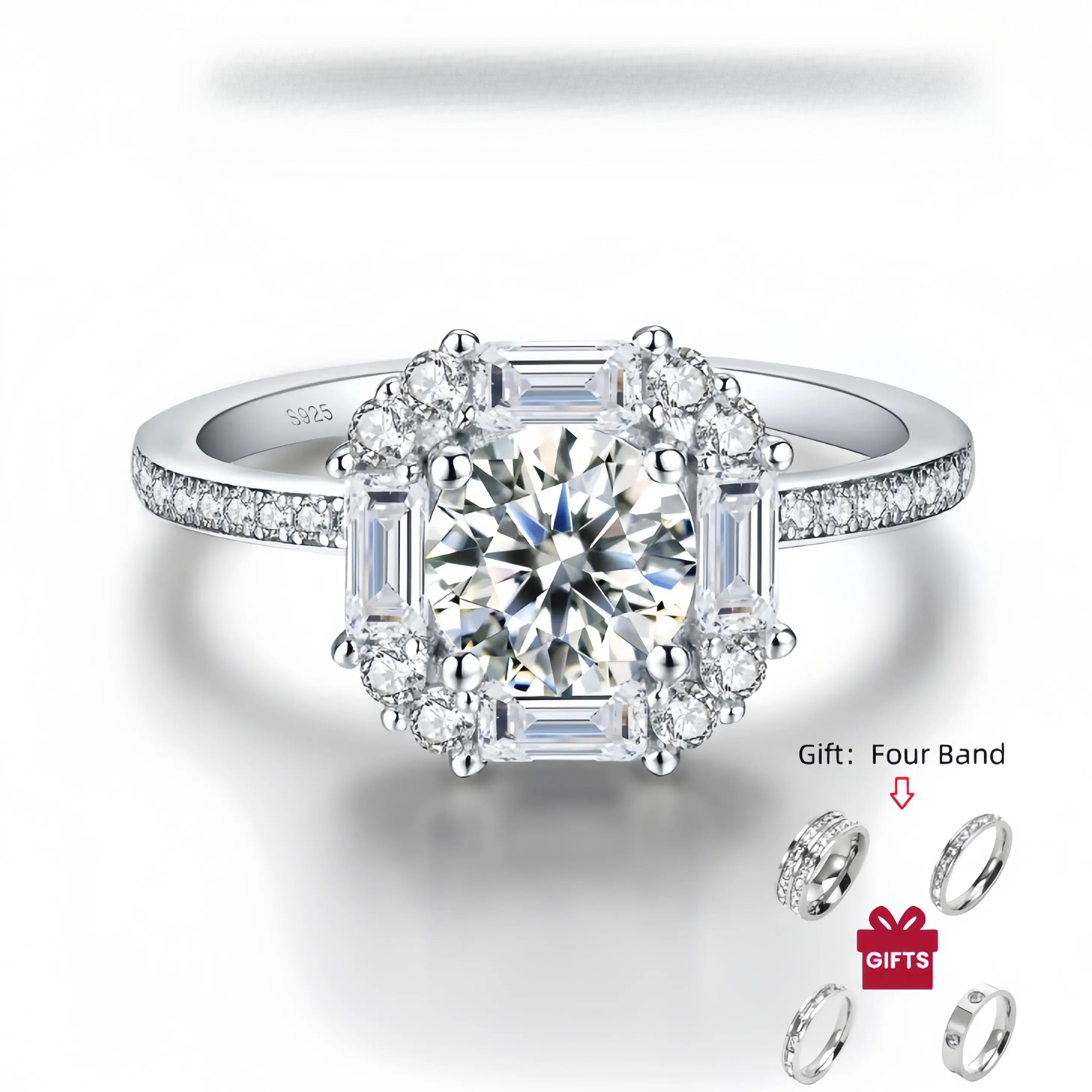 【#06 Ice Sugar】Moissanite ring  925 sterling silver  Engagement Anniversary  Jewelry Synthetic Moissanite