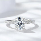 【#14 For you】Oval  Full Moissanite main stone and side stone rings  with 925 Sterling Silver Synthetic Moissanite Engagement Wedding Ring