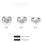 1-3-5Carat Luxury Synthetic Moissanite Engagement Ring in 925 Sterling Silver for Women D Color VVS1 Clarity Synthetic Moissanite Size 5-10