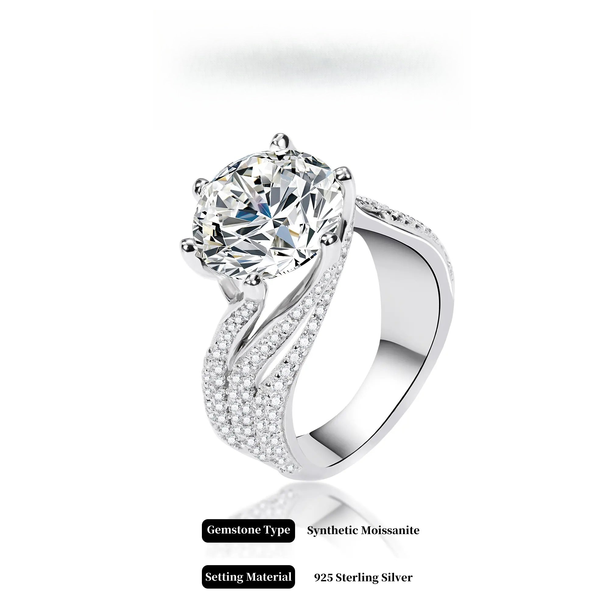 1-3-5Carat Luxury Synthetic Moissanite Engagement Ring in 925 Sterling Silver for Women D Color VVS1 Clarity Synthetic Moissanite Size 5-10