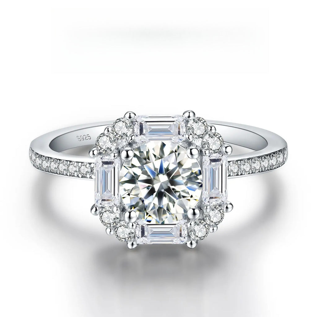 【#06 Ice Sugar】Moissanite ring  925 sterling silver  Engagement Anniversary  Jewelry Synthetic Moissanite