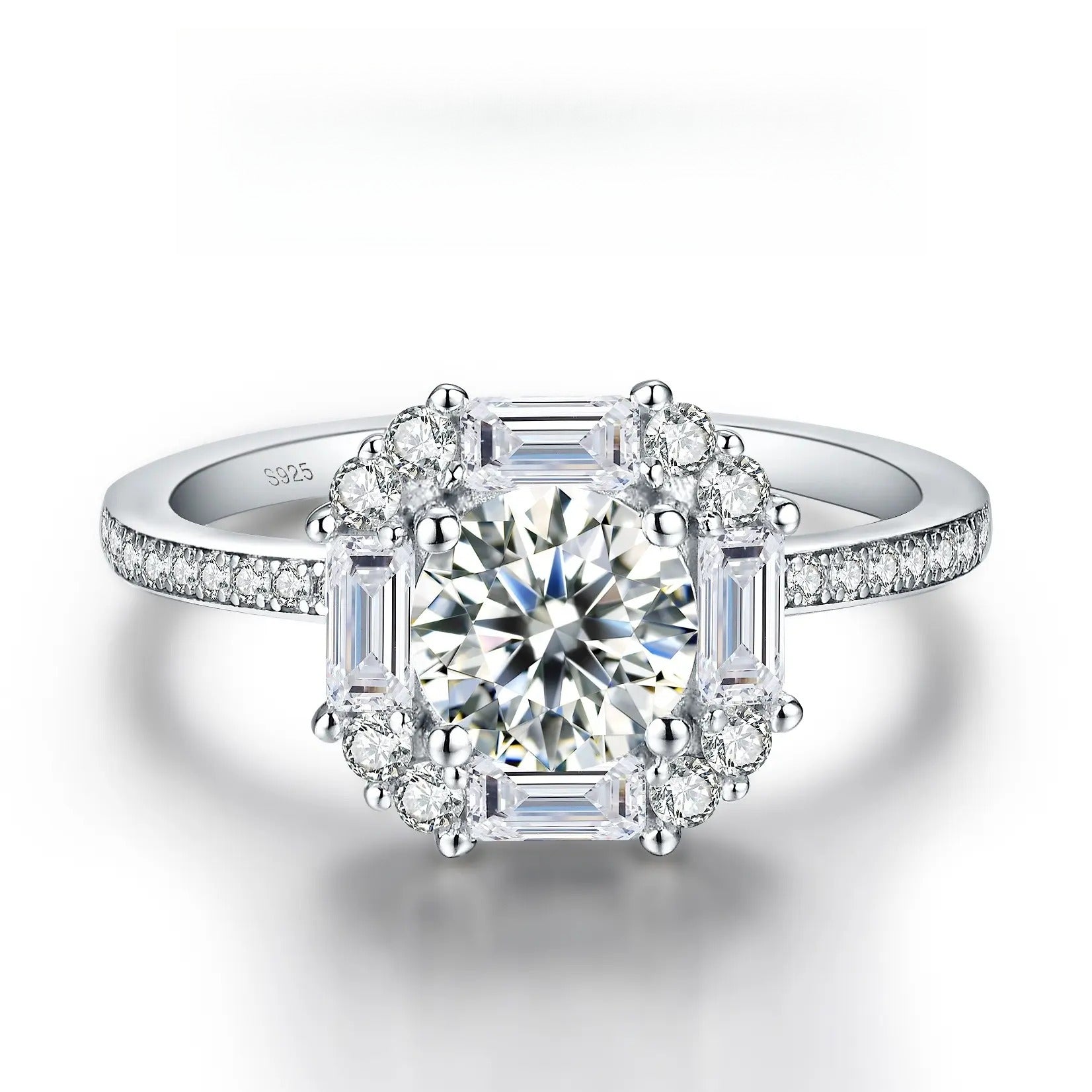 【#06 Ice Sugar】Moissanite ring  925 sterling silver  Engagement Anniversary  Jewelry Synthetic Moissanite