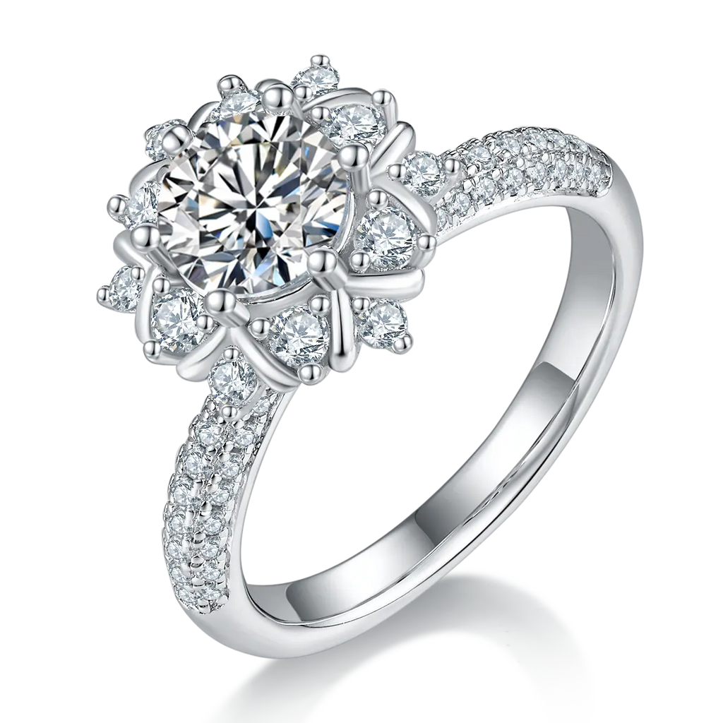 【#02 Blooming Grace】1 carat Moissanite rings with 925 Sterling Silver high quality birthday party engagement gift Jewelry Synthetic Moissanite
