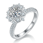【#02 Blooming Grace】1 carat Moissanite rings with 925 Sterling Silver high quality birthday party engagement gift Jewelry Synthetic Moissanite