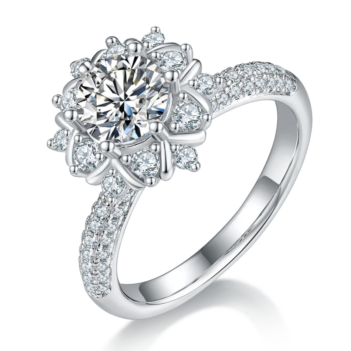 【#02 Blooming Grace】1 carat Moissanite rings with 925 Sterling Silver high quality birthday party engagement gift Jewelry Synthetic Moissanite