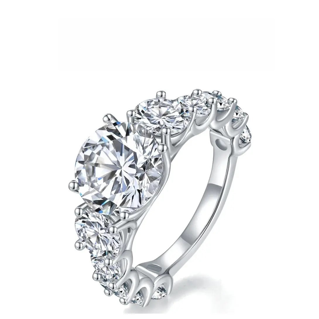 【#13 Redamancy】 Full Moissanite main stone and side stone rings with 925 Sterling Silver High Quality Luxury Engagement Anniversary Gifts Jewelry Synthetic Moissanite