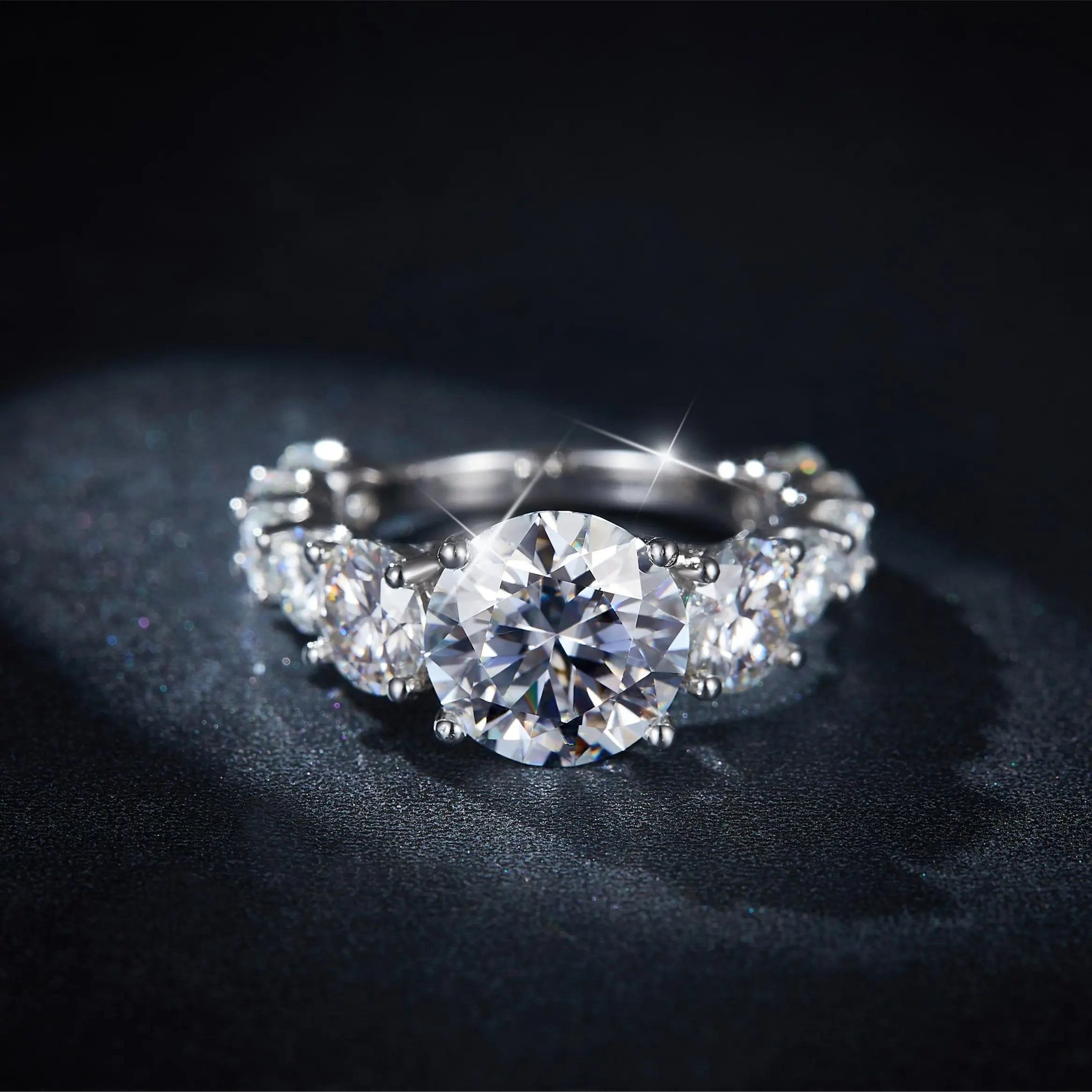 【#13 Redamancy】 Full Moissanite main stone and side stone rings with 925 Sterling Silver High Quality Luxury Engagement Anniversary Gifts Jewelry Synthetic Moissanite