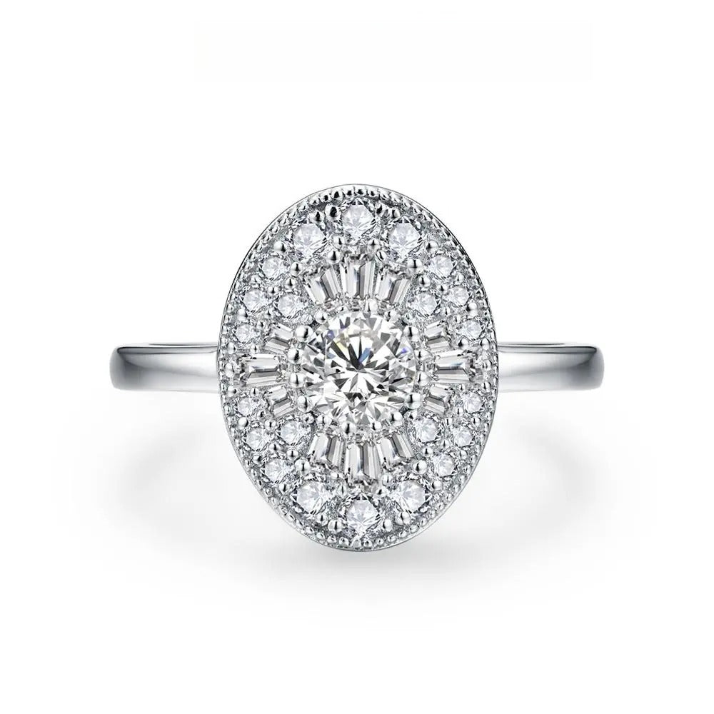 D/VVS1 Round Shape All Synthetic Moissanite Ring for Women Real 925 Sterling Silver Engagement Fine Jewelry BlackFriday Gift