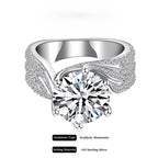 1-3-5Carat Luxury Synthetic Moissanite Engagement Ring in 925 Sterling Silver for Women D Color VVS1 Clarity Synthetic Moissanite Size 5-10