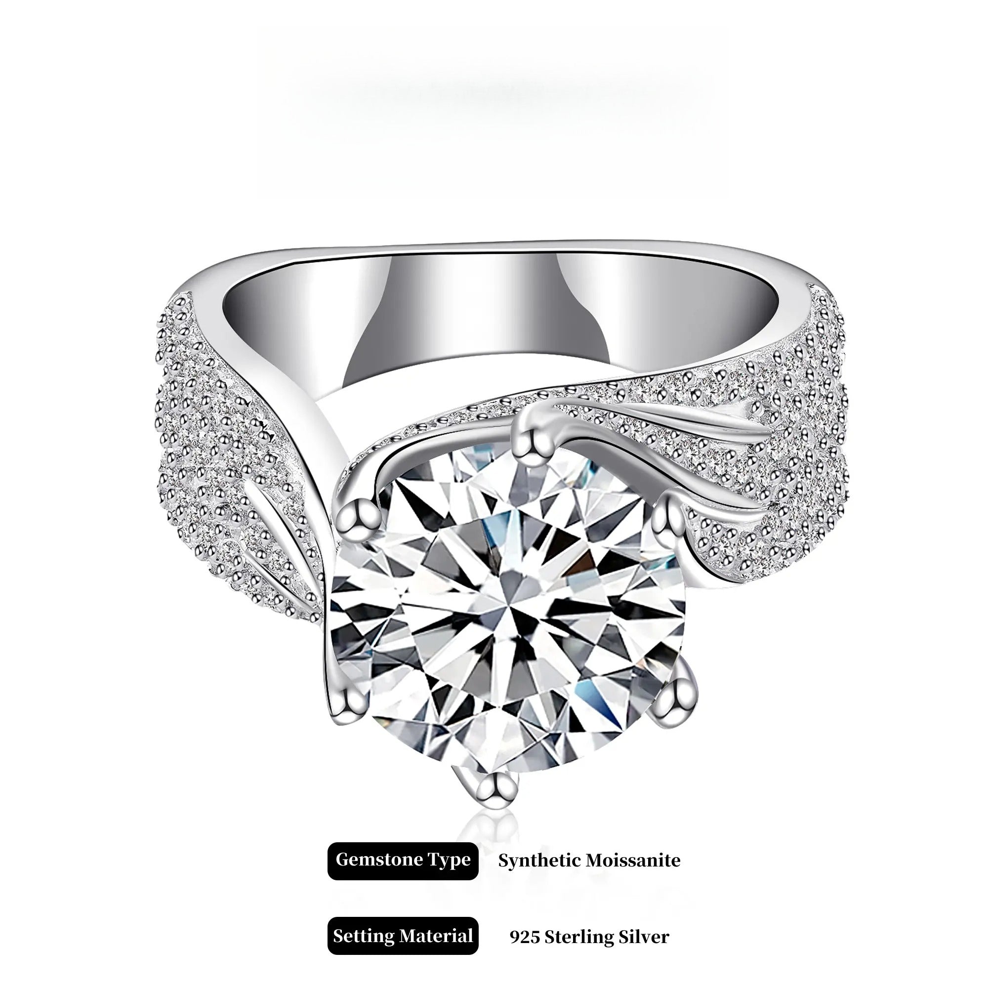 1-3-5Carat Luxury Synthetic Moissanite Engagement Ring in 925 Sterling Silver for Women D Color VVS1 Clarity Synthetic Moissanite Size 5-10