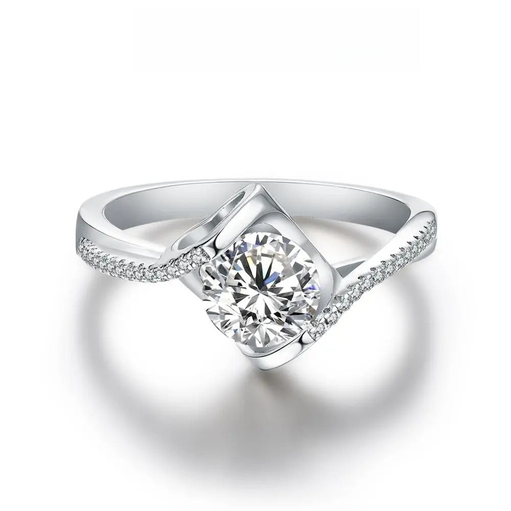 Synthetic Moissanite Ring 1CT D Color VVS1  for Women Birthday Gift Engagement Wedding Party Gift Outdoor fun