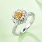【#02 Blooming Grace】1 carat Moissanite rings with 925 Sterling Silver high quality birthday party engagement gift Jewelry Synthetic Moissanite