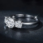 【#12 Past Present Future】Full Moissanite main stone and side stone rings 925 sterling silver  gift with gift senior Anniversary  Jewelry Synthetic Moissanite