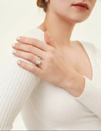 3 CT S925  Sterling Silver Ring Oval Cut Cubic Zirconia Engagement Solitaire Halo Promise Ring for Women