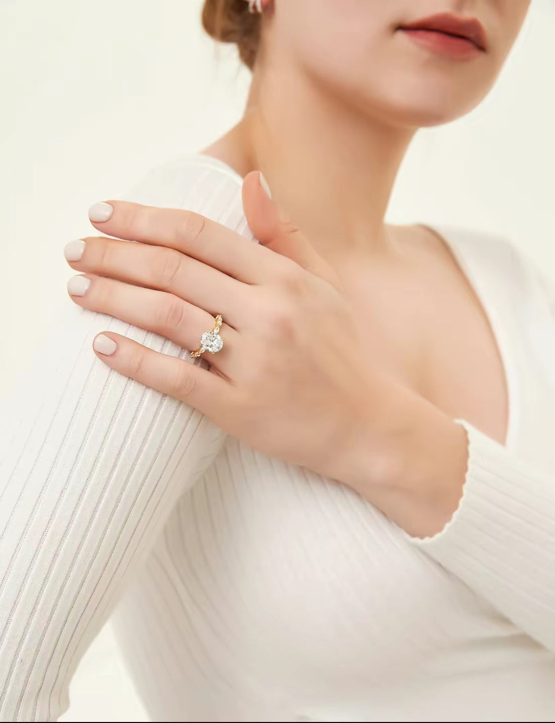 3 CT S925  Sterling Silver Ring Oval Cut Cubic Zirconia Engagement Solitaire Halo Promise Ring for Women