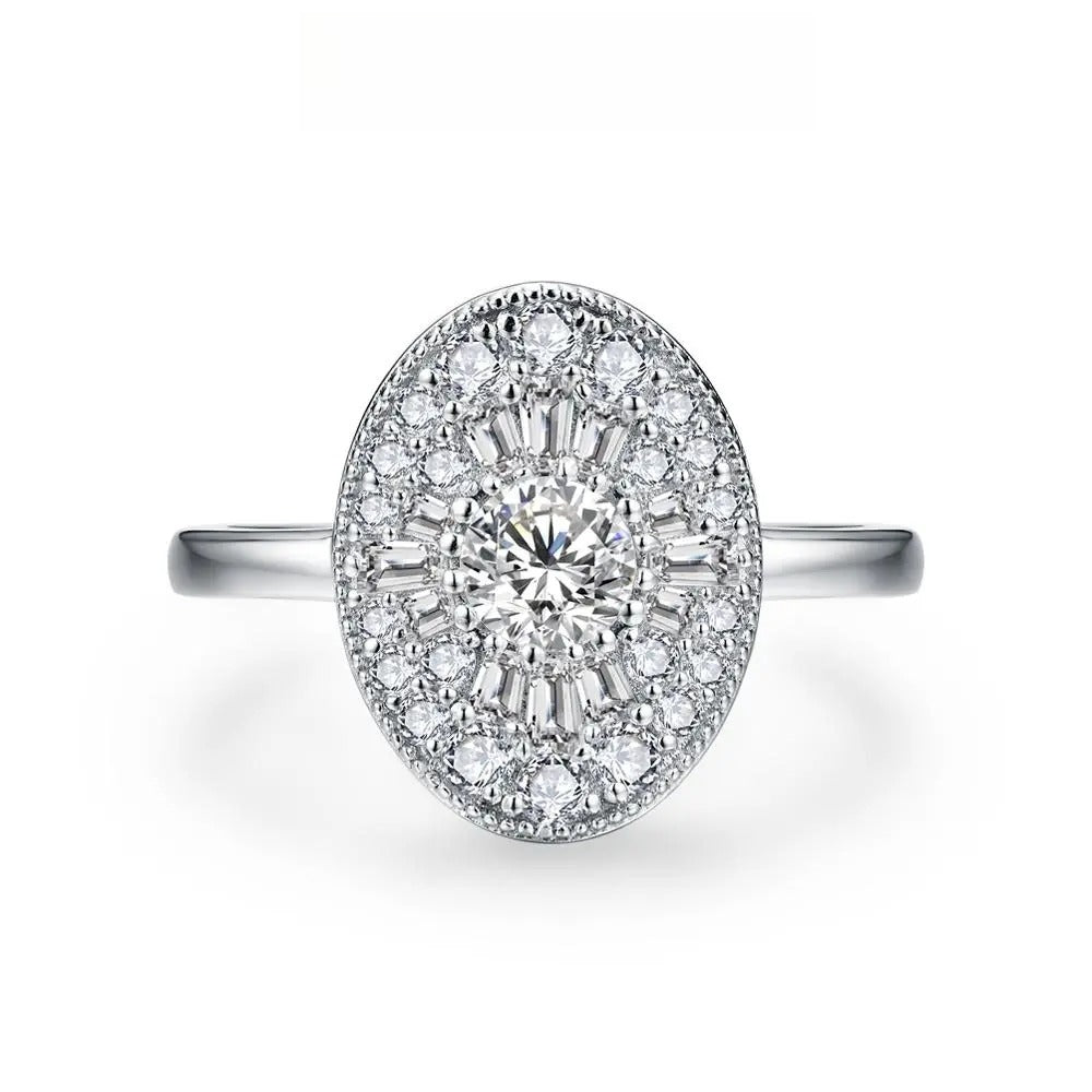 D/VVS1 Round Shape All Synthetic Moissanite Ring for Women Real 925 Sterling Silver Engagement Fine Jewelry BlackFriday Gift