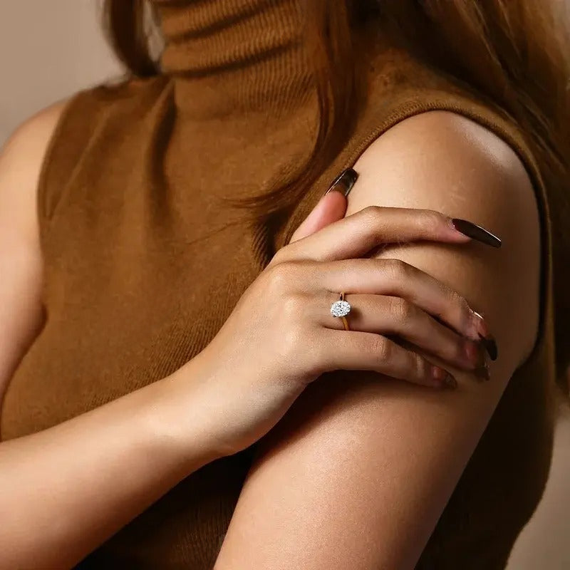 Oval Cut 1.0ct&2.0ct&3.0ct&4.5ct D VVS1 Color Lab-Created Moissanite Ring Jewelry for Women 14K Gold Plated Engagement Wedding Lady's Gift Luxury