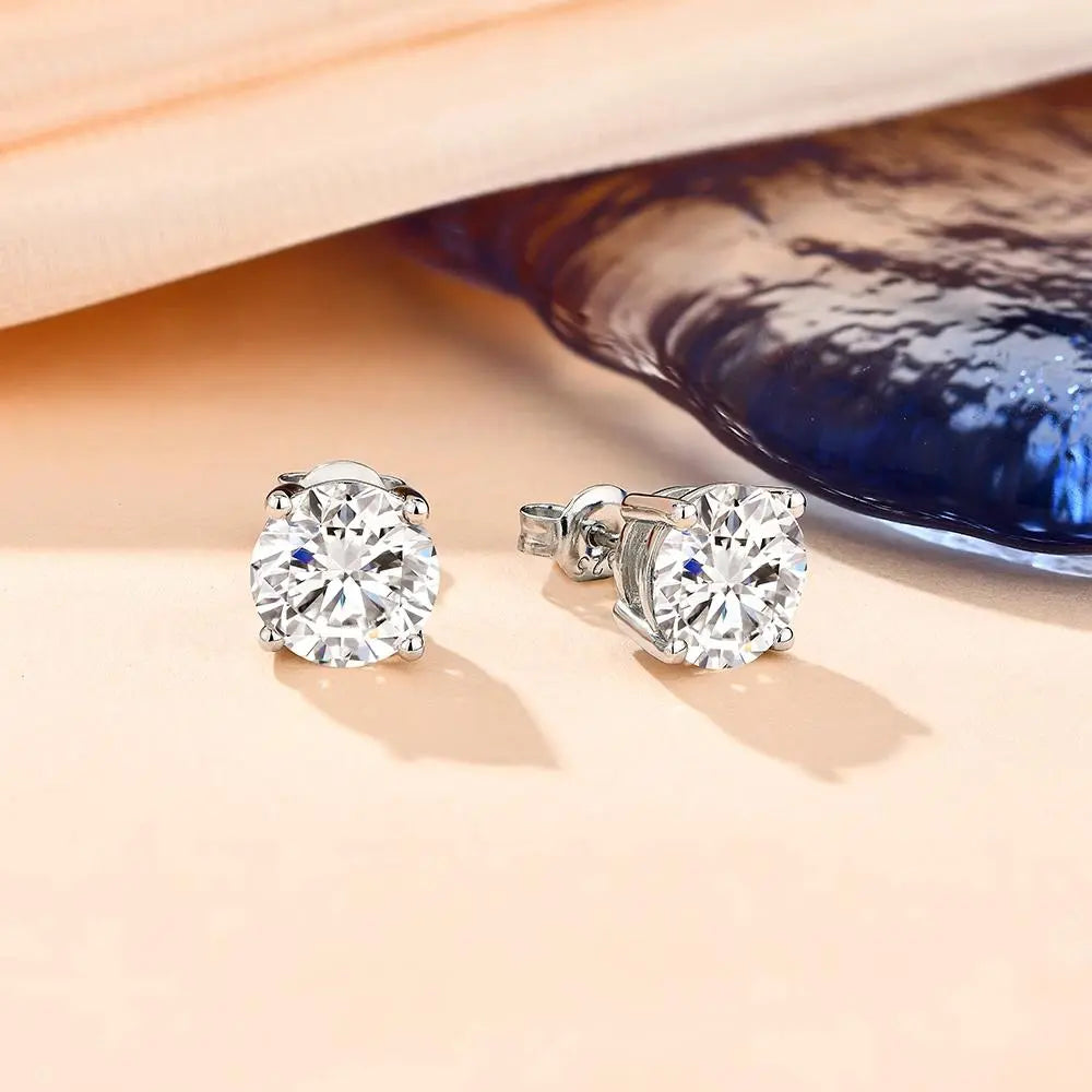 D VVS1 Color Synthetic Moissanite Stud Earrings for Women 18K Yellow Gold Plated 925 Silver Sparkling Wedding Gift for Frineds,Lover,Parents