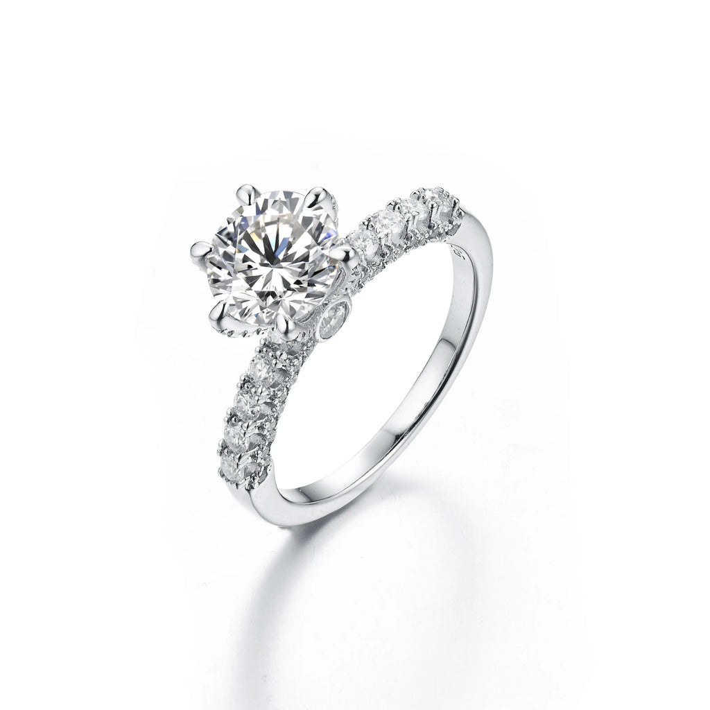 【#05 Amor】Full Synthetic Moissanite main stone and side stone rings with 925 Sterling Silver high quality birthday party engagement gift Jewelry