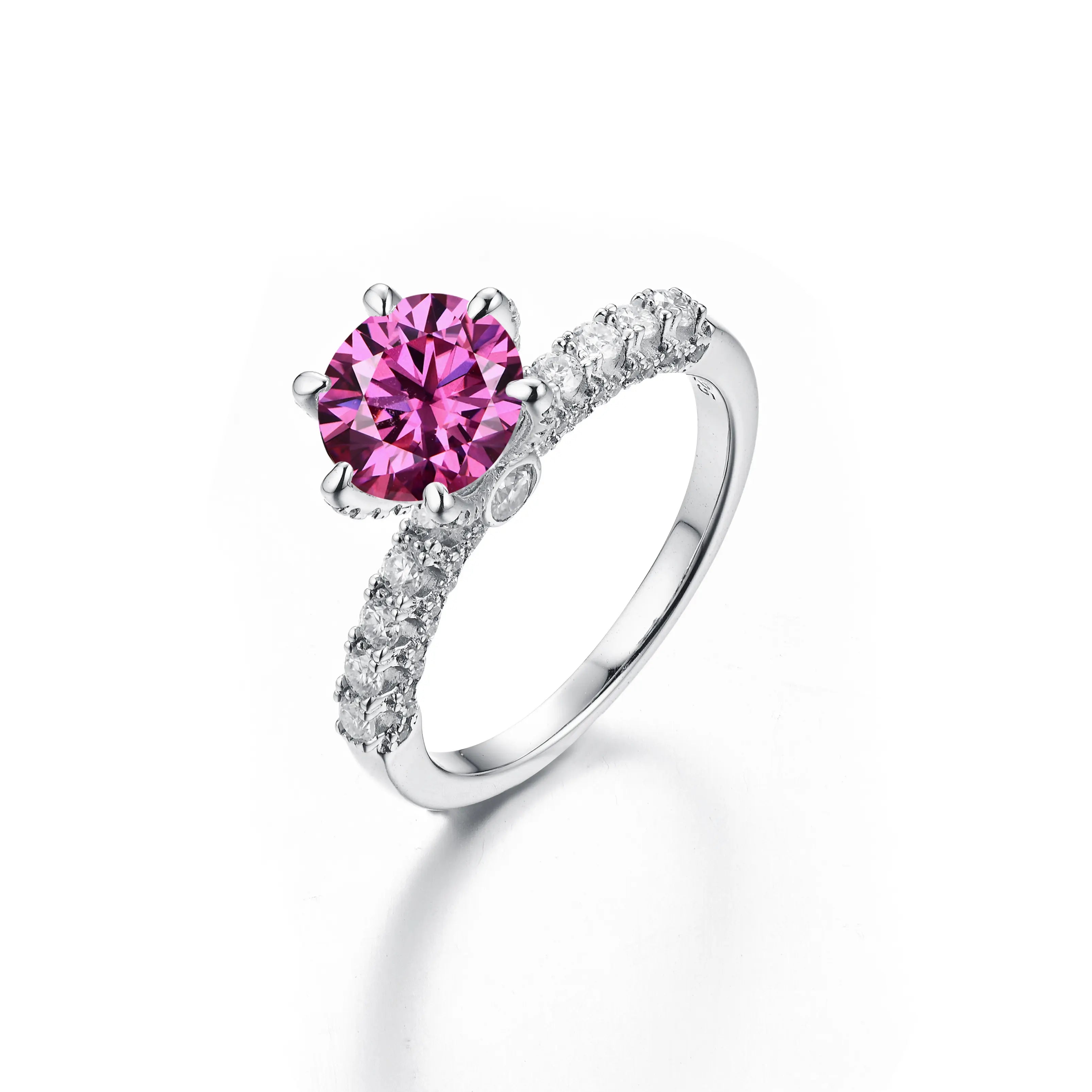 【#05 Amor】Full Synthetic Moissanite main stone and side stone rings with 925 Sterling Silver high quality birthday party engagement gift Jewelry