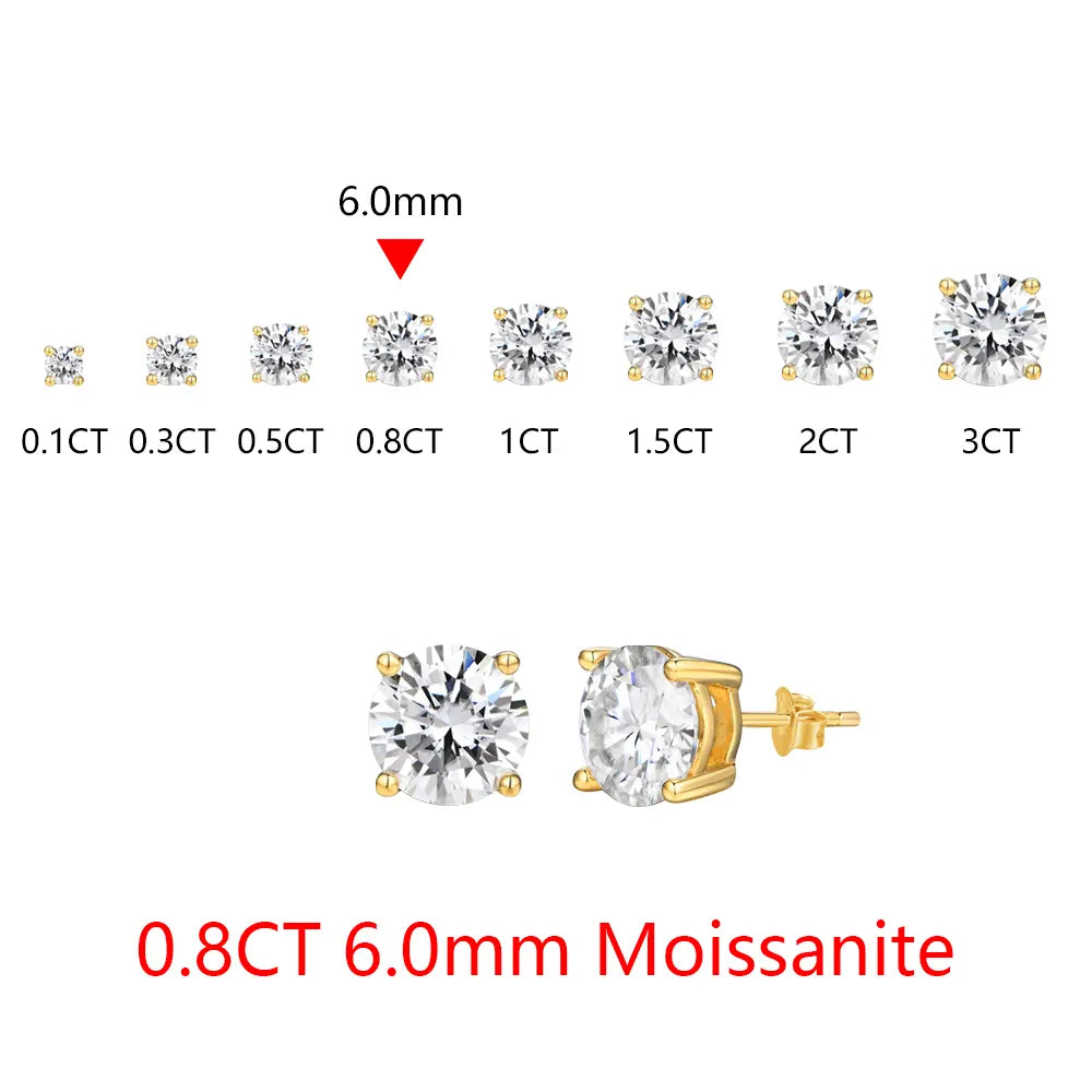 D VVS1 Color Synthetic Moissanite Stud Earrings for Women 18K Yellow Gold Plated 925 Silver Sparkling Wedding Gift for Frineds,Lover,Parents