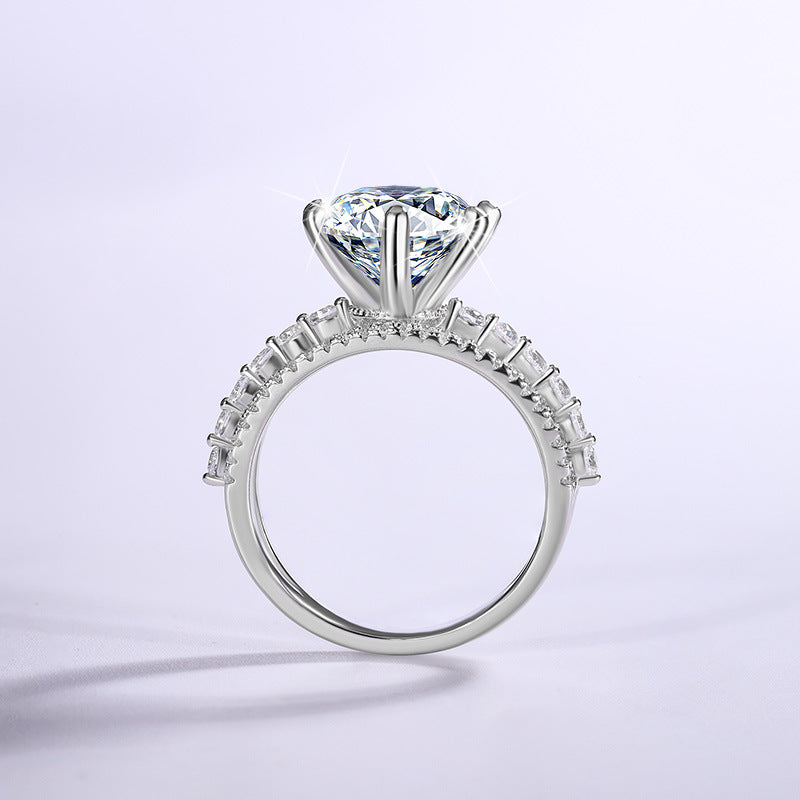 Vintage S925 Sterling Silver Round Brilliant 5CT Moissanite D VVS  Ring