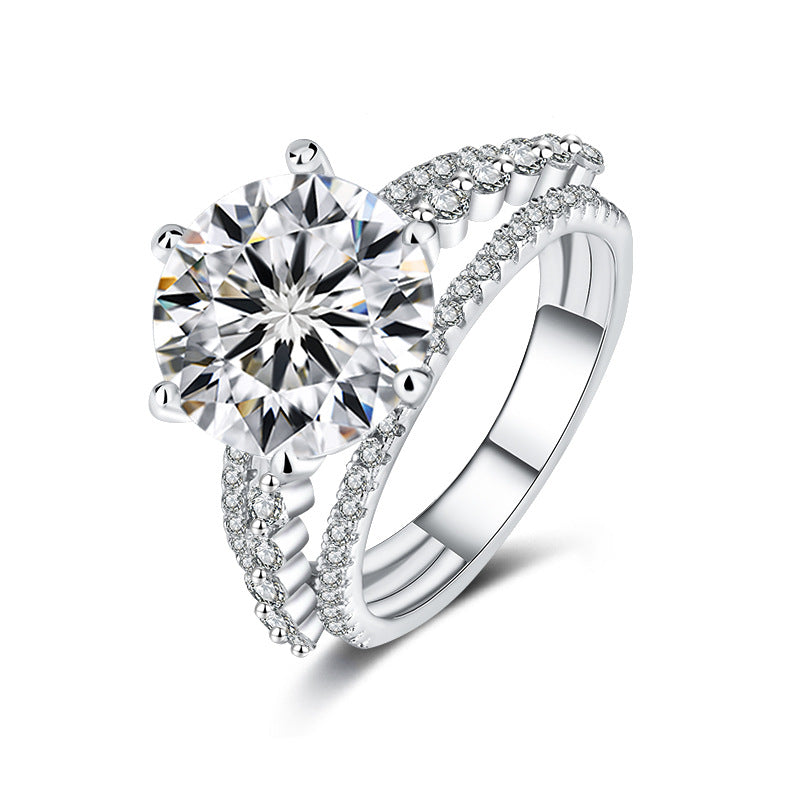 Vintage S925 Sterling Silver Round Brilliant 5CT Moissanite D VVS  Ring