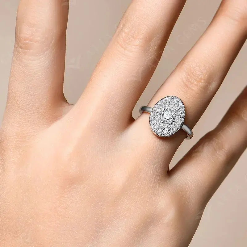 D/VVS1 Round Shape All Synthetic Moissanite Ring for Women Real 925 Sterling Silver Engagement Fine Jewelry BlackFriday Gift