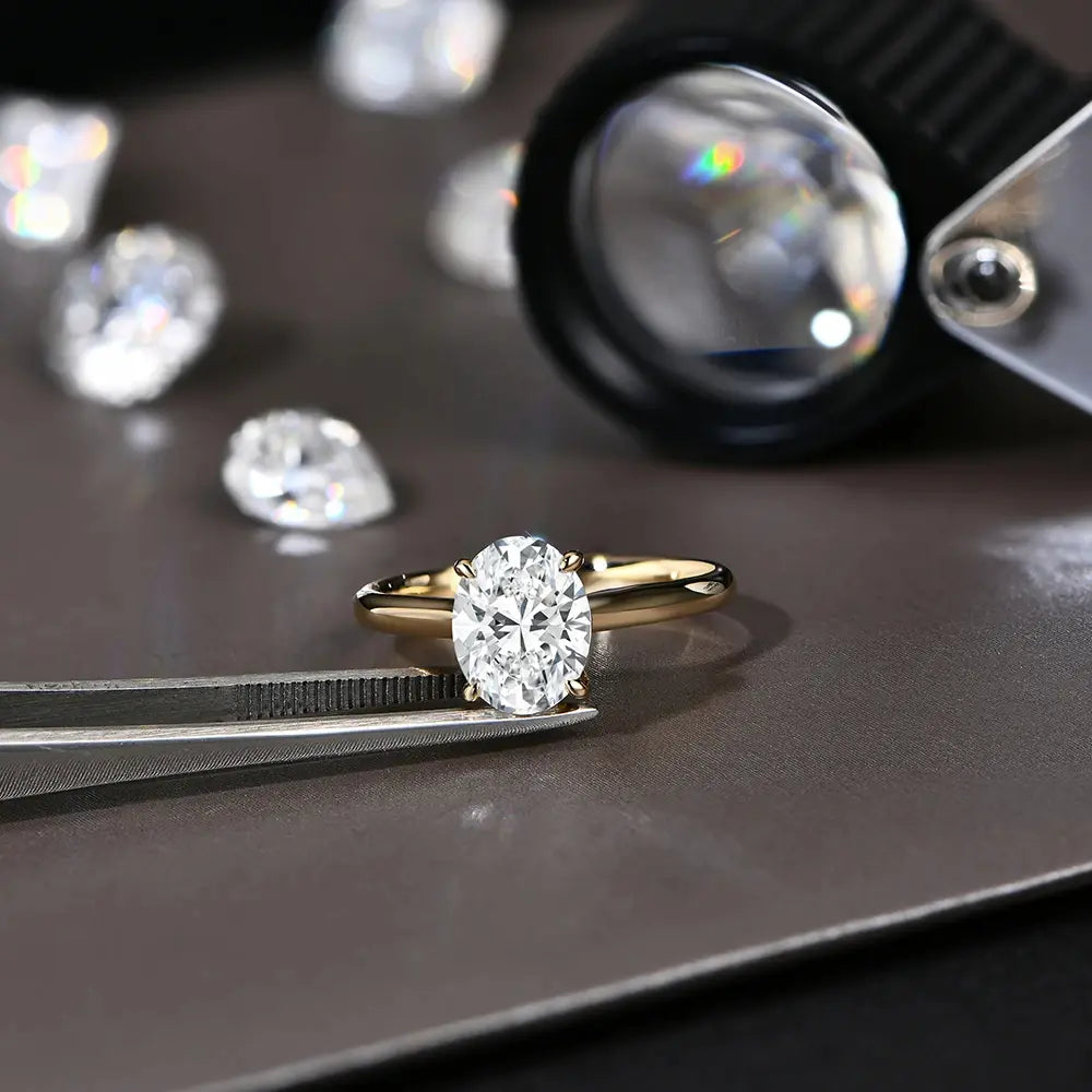 Oval Cut 1.0ct&2.0ct&3.0ct&4.5ct D VVS1 Color Lab-Created Moissanite Ring Jewelry for Women 14K Gold Plated Engagement Wedding Lady's Gift Luxury