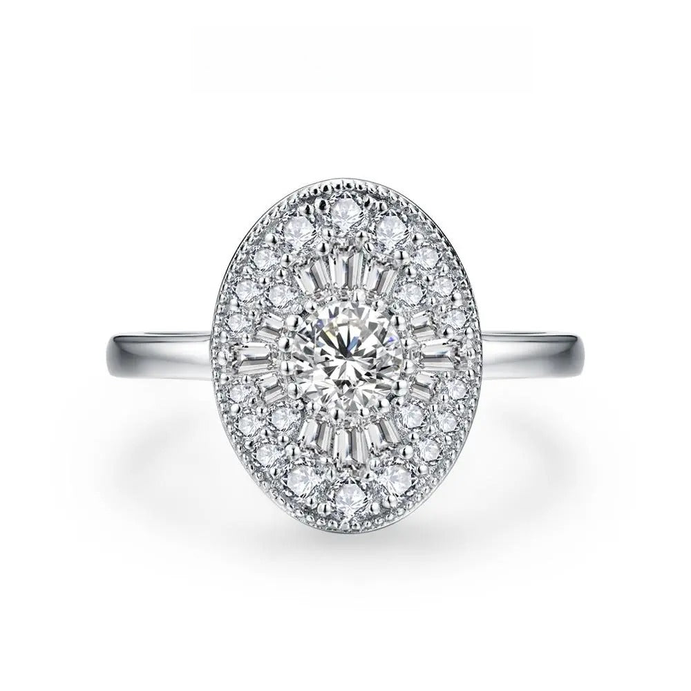 D/VVS1 Round Shape All Synthetic Moissanite Ring for Women Real 925 Sterling Silver Engagement Fine Jewelry BlackFriday Gift