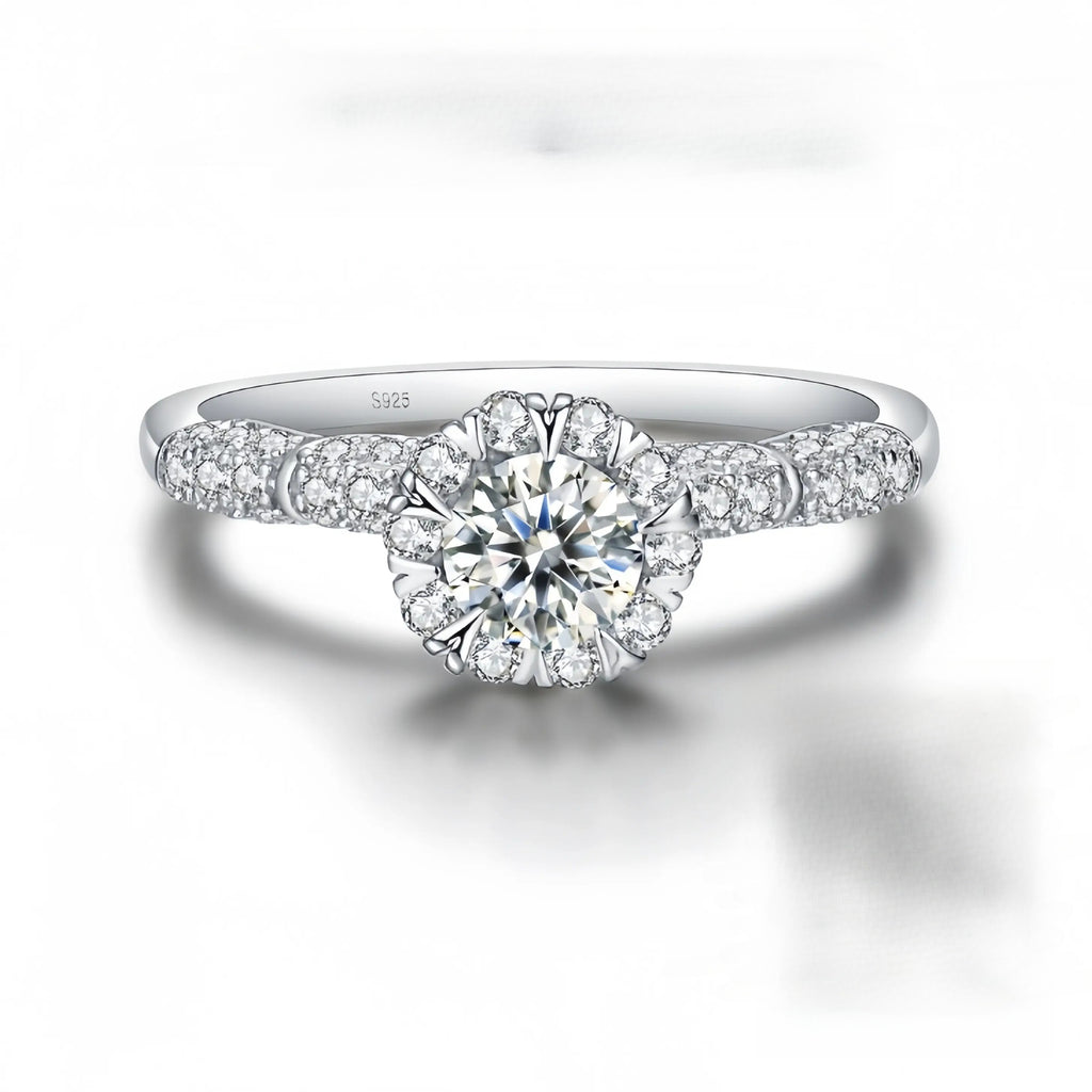 【#09 Sweetie 】Moissanite rings with 925 Sterling Silver 0.5Carat  Anniversary Auspicious Wedding Engagement Jewelry Synthetic Moissanite