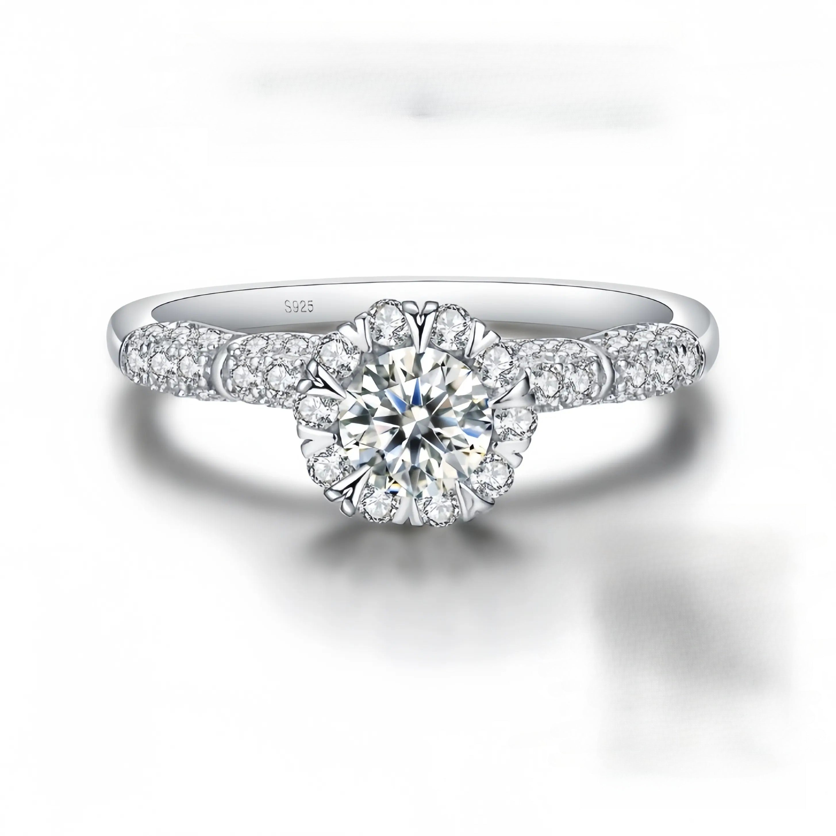 【#09 Sweetie 】Moissanite rings with 925 Sterling Silver 0.5Carat  Anniversary Auspicious Wedding Engagement Jewelry Synthetic Moissanite