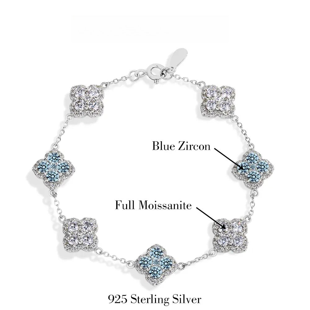 Synthetic Moissanite Bracelet Blue Zircon Pink Zircon Colorful Luxury Jewelry for Women Girls Engagement Birthday Springtok Outdoorfun Gift
