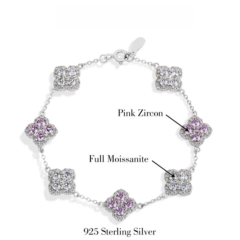 Synthetic Moissanite Bracelet Blue Zircon Pink Zircon Colorful Luxury Jewelry for Women Girls Engagement Birthday Springtok Outdoorfun Gift