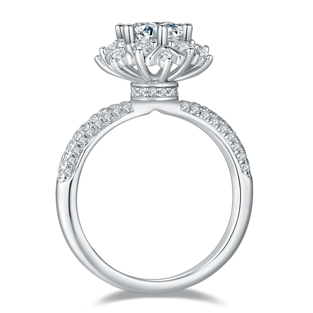 【#02 Blooming Grace】1 carat Moissanite rings with 925 Sterling Silver high quality birthday party engagement gift Jewelry Synthetic Moissanite