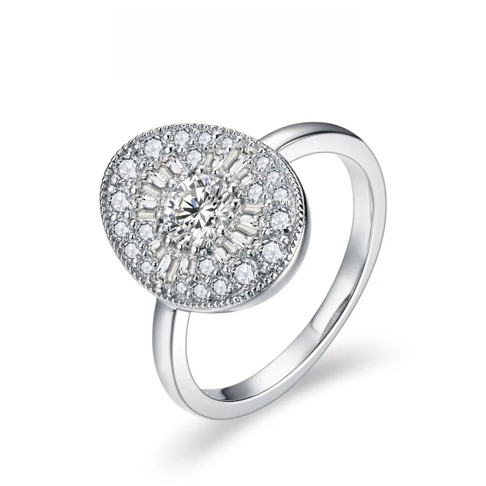 D/VVS1 Round Shape All Synthetic Moissanite Ring for Women Real 925 Sterling Silver Engagement Fine Jewelry BlackFriday Gift