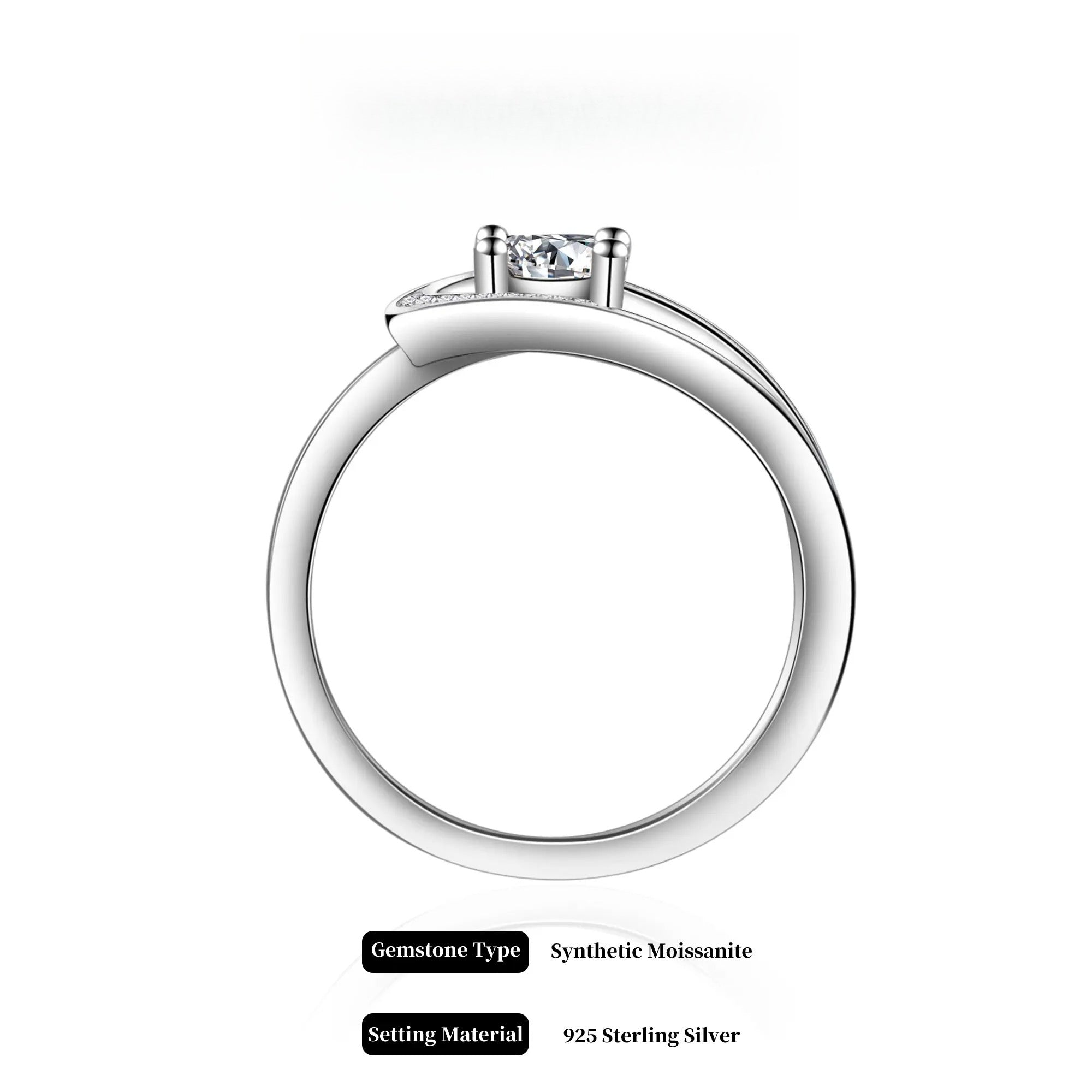 Stylish Circle Swirl Synthetic Moissanite Engagement Ring for Women D Color VVS1 Clarity in 925 Sterling Silver for Thumb/Index 0.5Carat Ideal  Gift for Mother's day